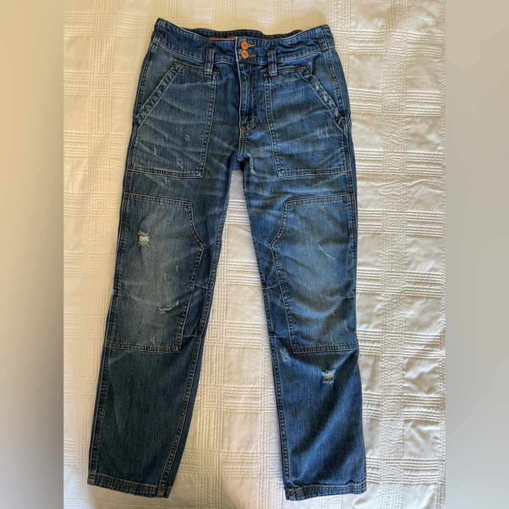 Pilcro Women's Blue Straight Leg Utility Jeans